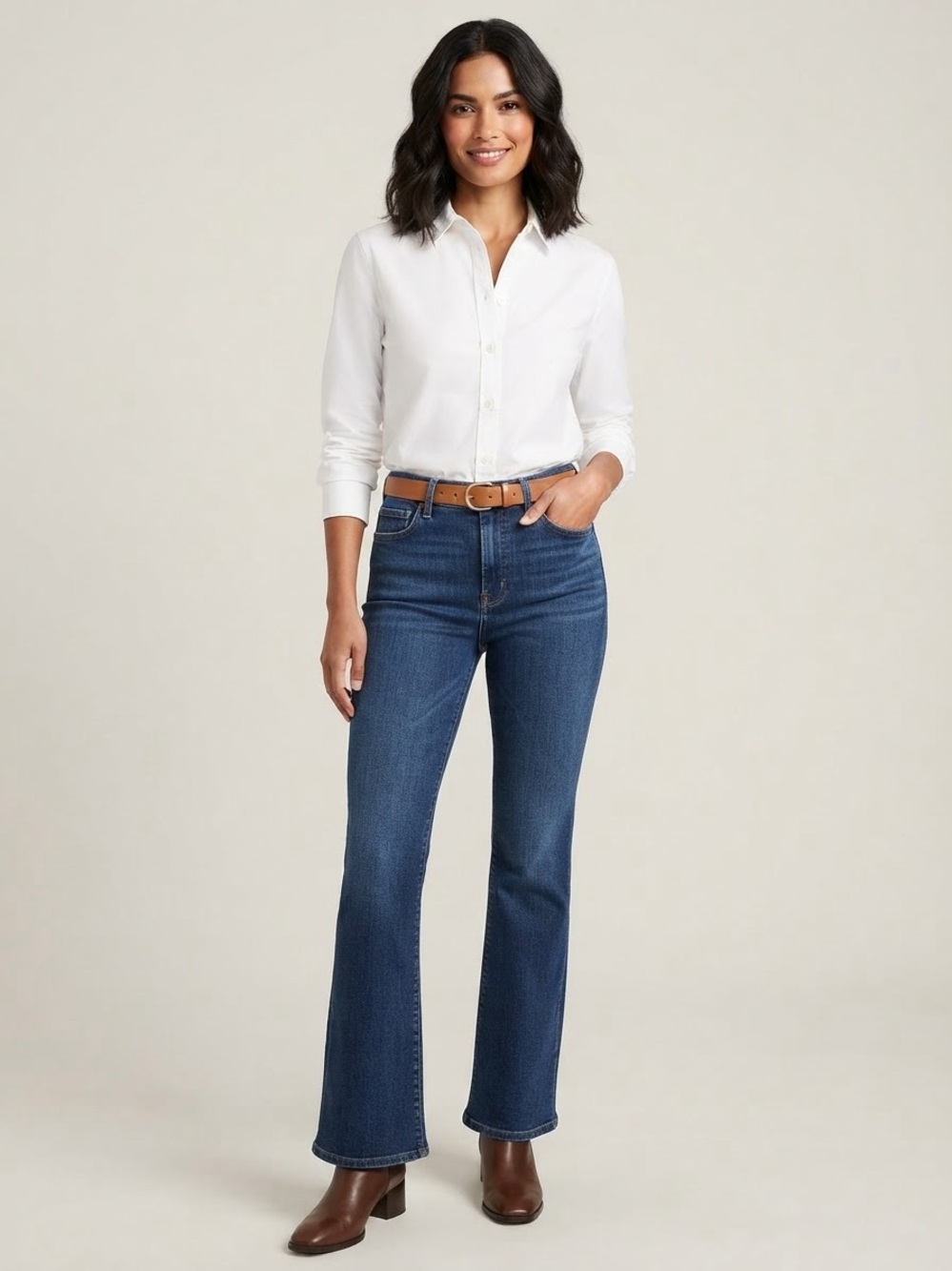 Old Navy Women's Mid-Rise Flare Jeans in Dark Blue